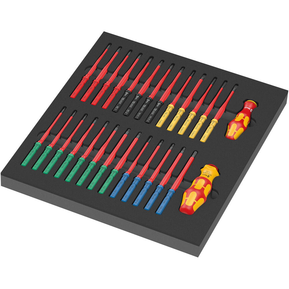 Image of Wera 28 Piece Kraftform Kompakt VDE Insulated Screwdriver Set in Foam Module