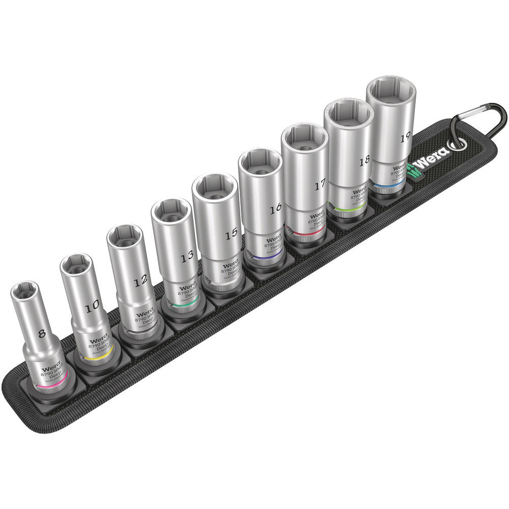 Wera 9 Piece 3/8" Drive Deep Hexagon Socket Set on Belt 3/8