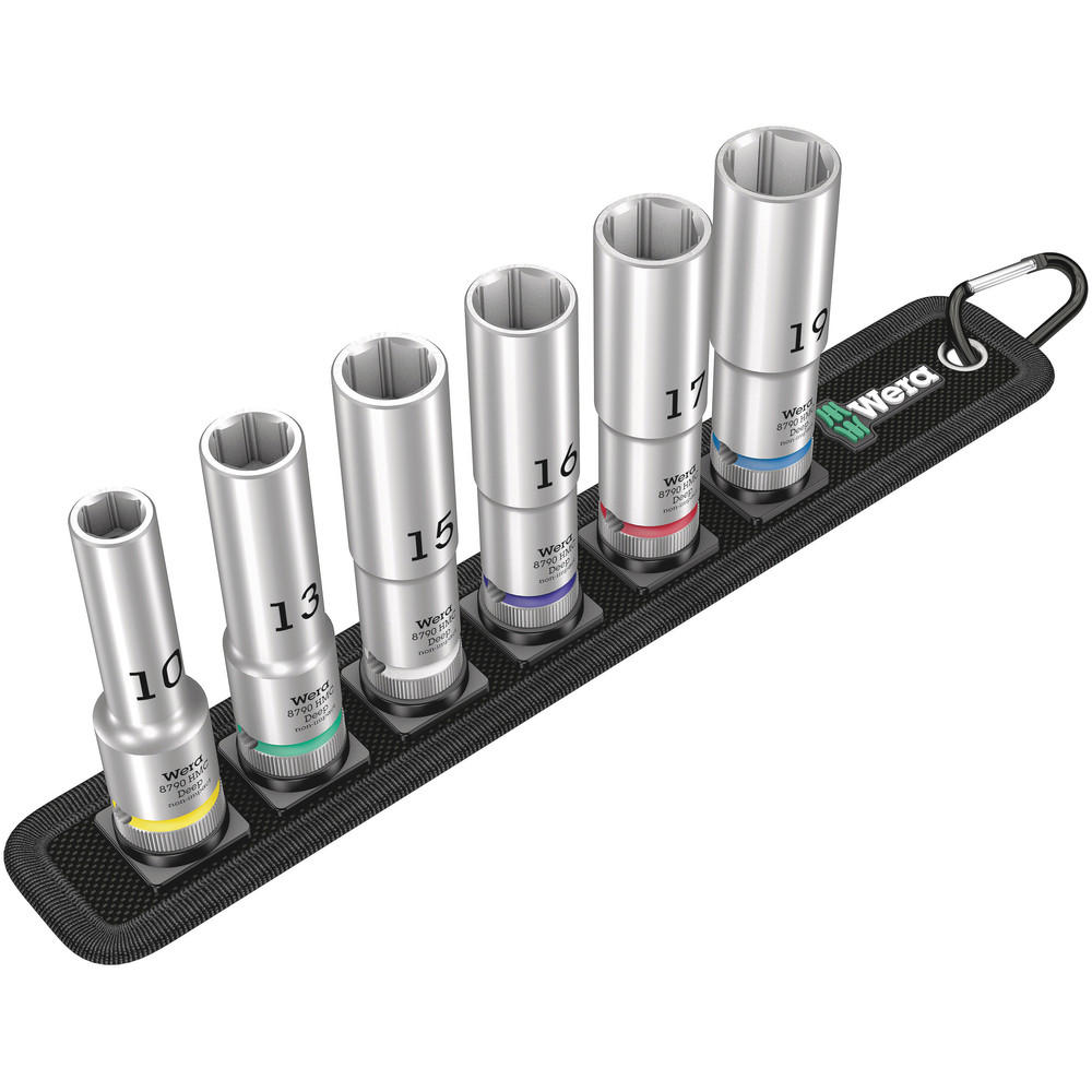 Wera 6 Piece 1/2" Drive Deep Hexagon Socket Set on Belt 1/2