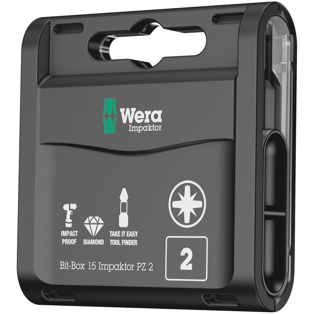 Wera Bit-Box Pozi Impaktor Screwdriver Bits PZ2 25mm Pack of 15