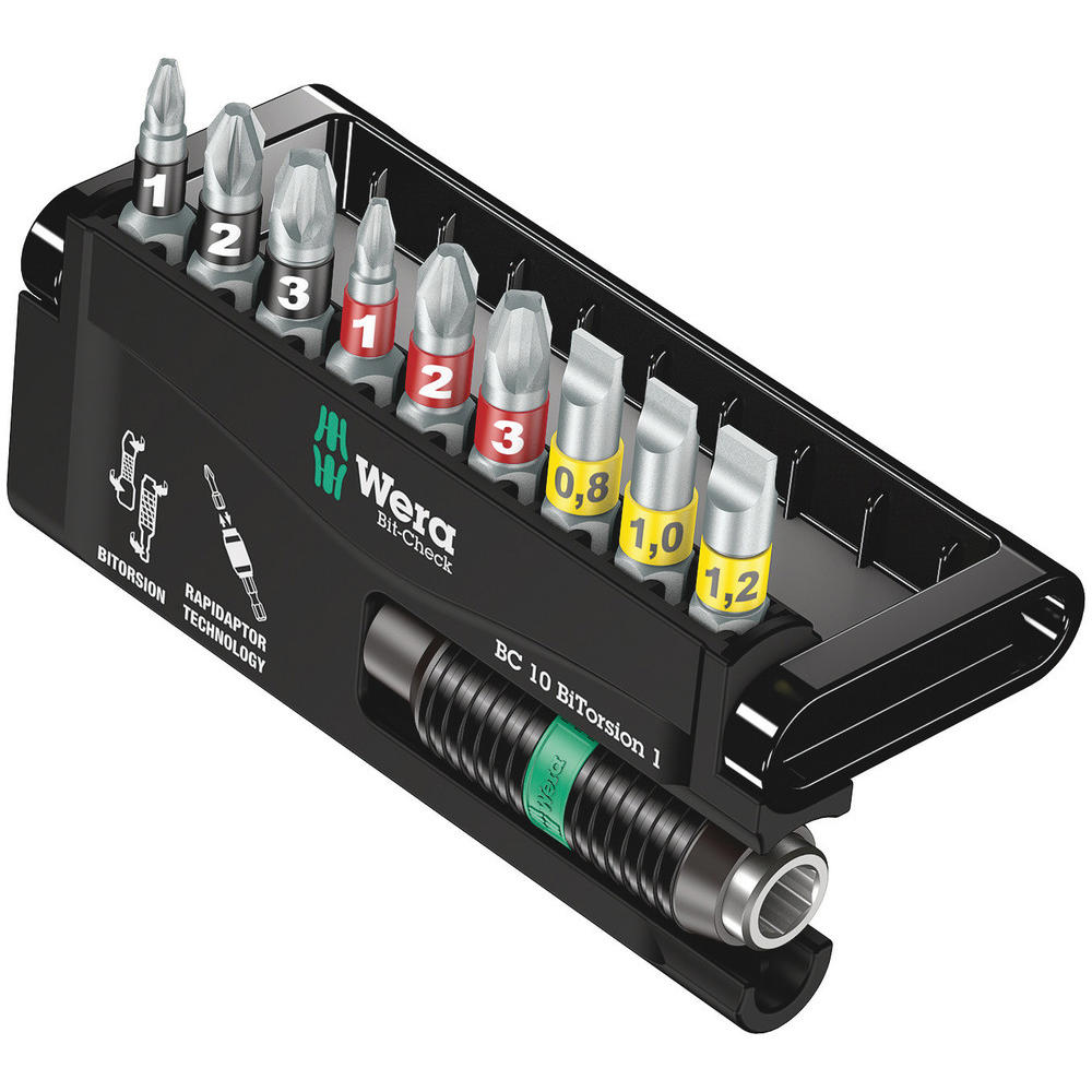 Wera 10 Piece Bit-check Bitorsion Screwdriver Bit And Holder Set
