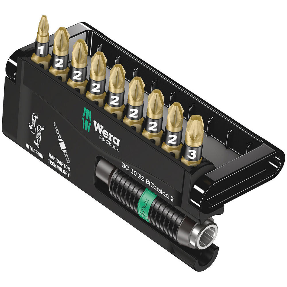Wera 10 Piece Bit-check Bitorsion Pozi Screwdriver Bit Set