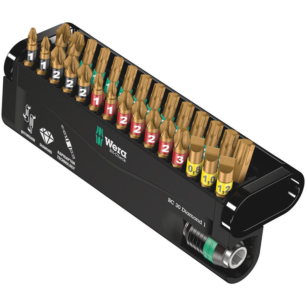 Wera 30 Piece Bit-check Diamond Bitorsion Screwdriver Bit And Holder Set