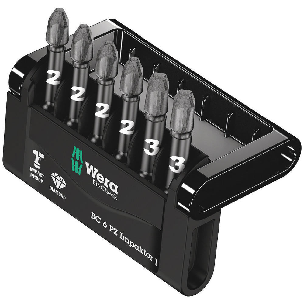 Wera 6 Piece Impaktor Mini Check Pozi Bit Set