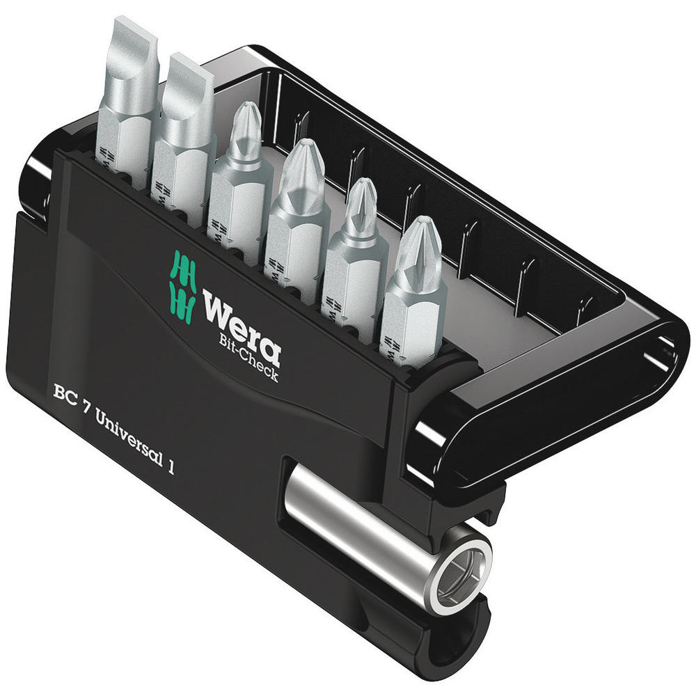 Wera 7 Piece Mini-check Slotted Phillips And Pozi Screwdriver Bit Set