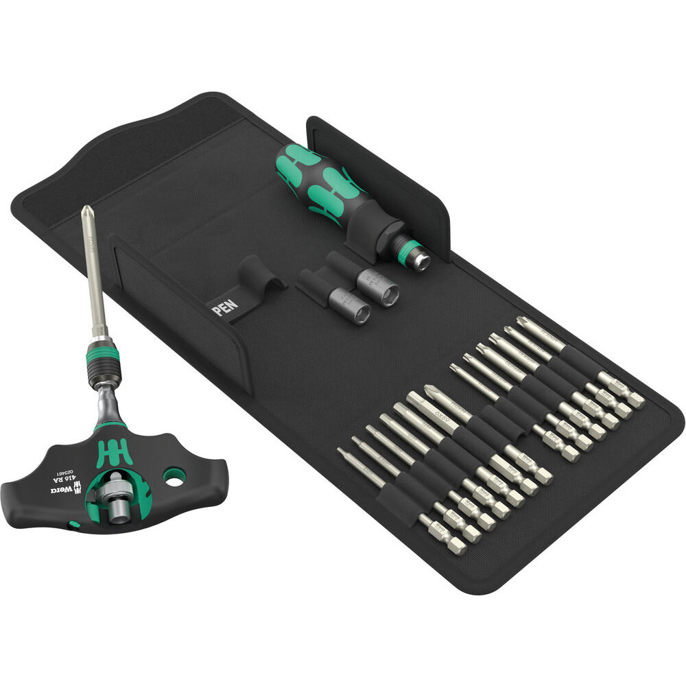 Wera 400 Ra Shk Kraftform Kompakt 18 Piece T Handle Ratchet Screwdriver Set
