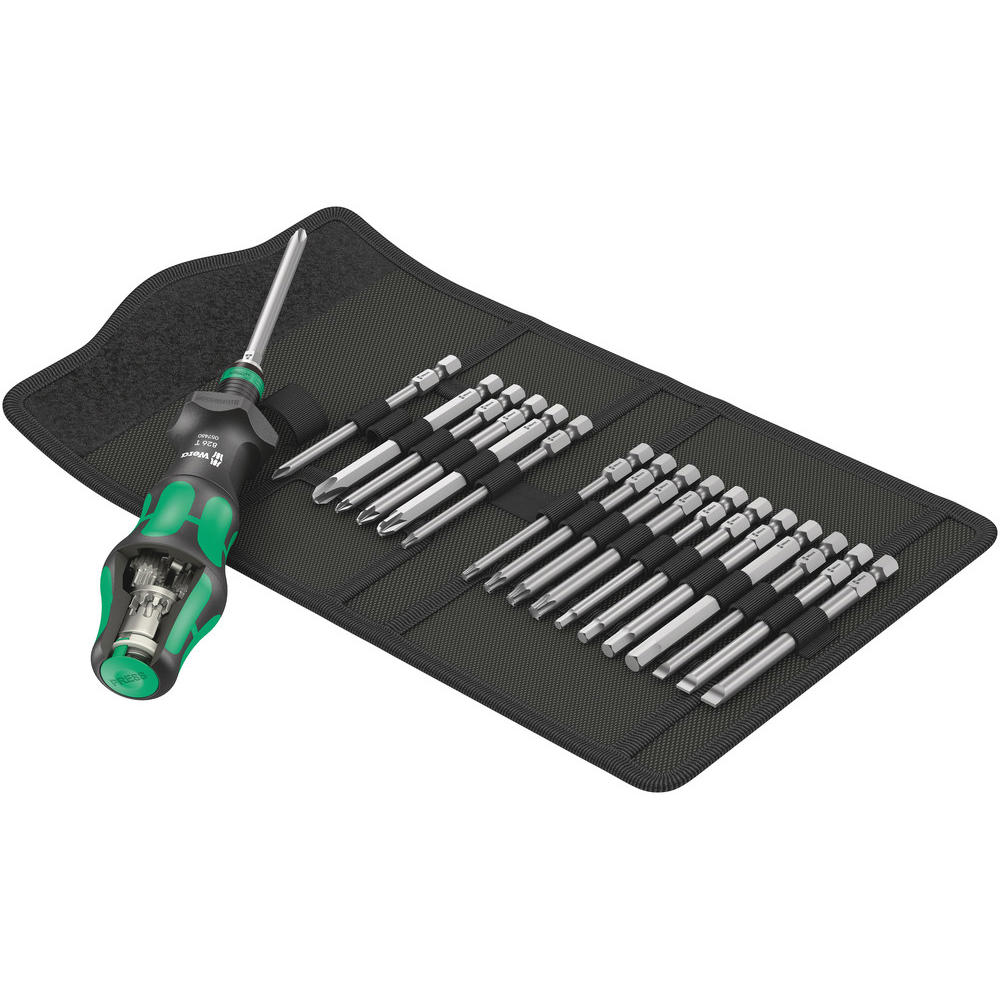 Wera Kraftform Kompakt Turbo Screwdriver And 18 Piece Bit Set