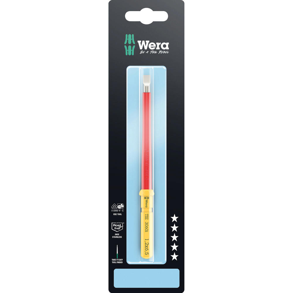Wera Kraftform Kompakt 3060 Is Vde Stainless Slotted Screwdriver Blade 2.5mm 154mm