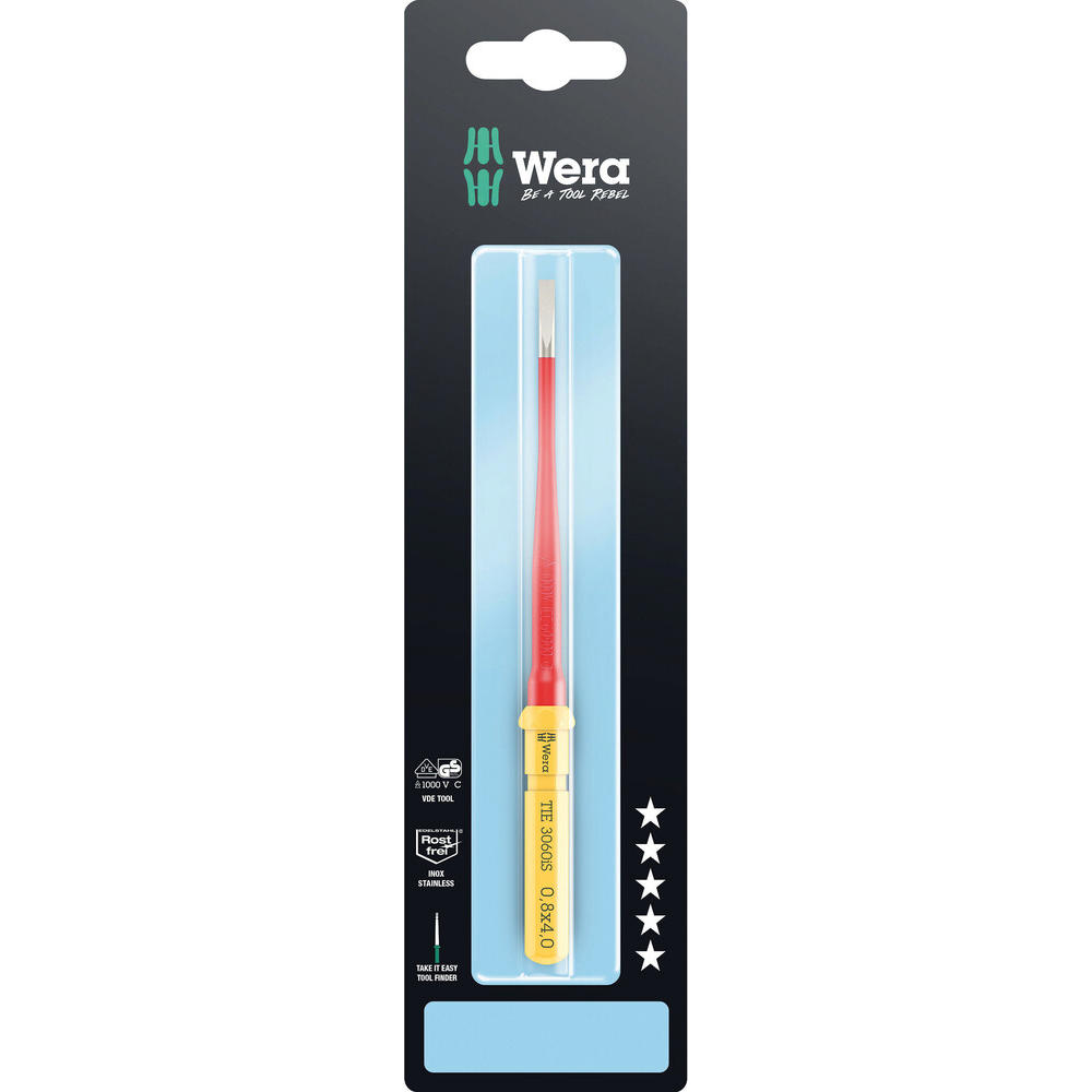 Wera Kraftform Kompakt 3060 Is Vde Insulated Slotted Screwdriver Blade 5.5mm 154mm