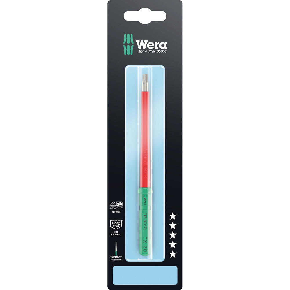 Wera Kraftform Kompakt 3067 I Vde Insulated Torx Screwdriver Blade T30 154mm
