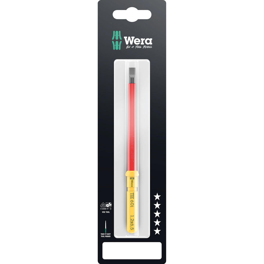 Wera Kraftform Kompakt 60 I Vde Insulated Slotted Screwdriver Blade 2.5mm 154mm