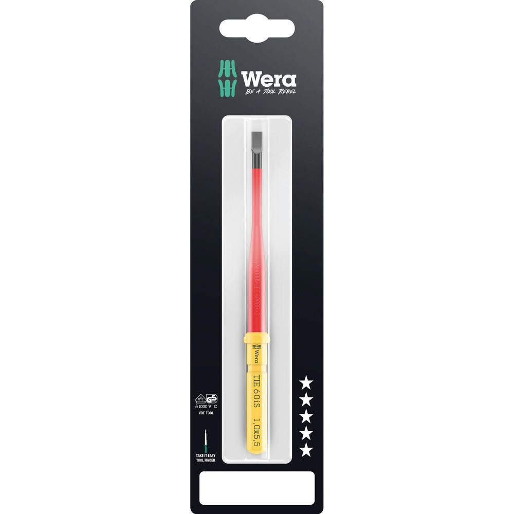 Wera Kraftform Kompakt 60 Is Vde Extra Slim Slotted Screwdriver Blade 4mm 154mm