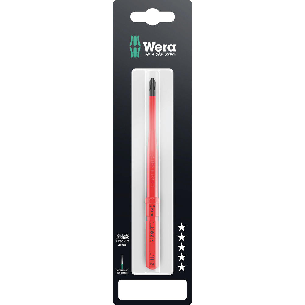 Wera Kraftform Kompakt 62 iS VDE Extra Slim Phillips Screwdriver Blade PH1 154mm