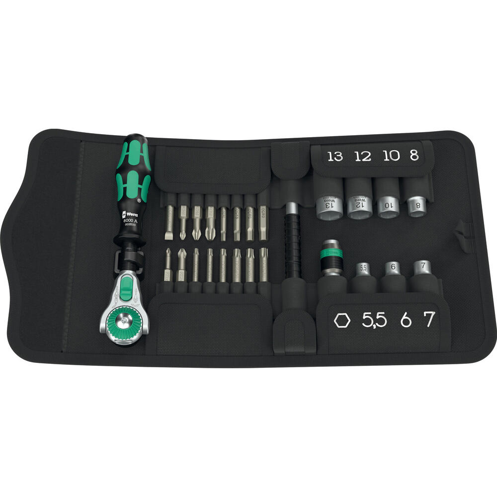 Wera 26 Piece Kraftform Kompakt Zyklop 1/4" Drive Socket and Bit Set Metric 1/4