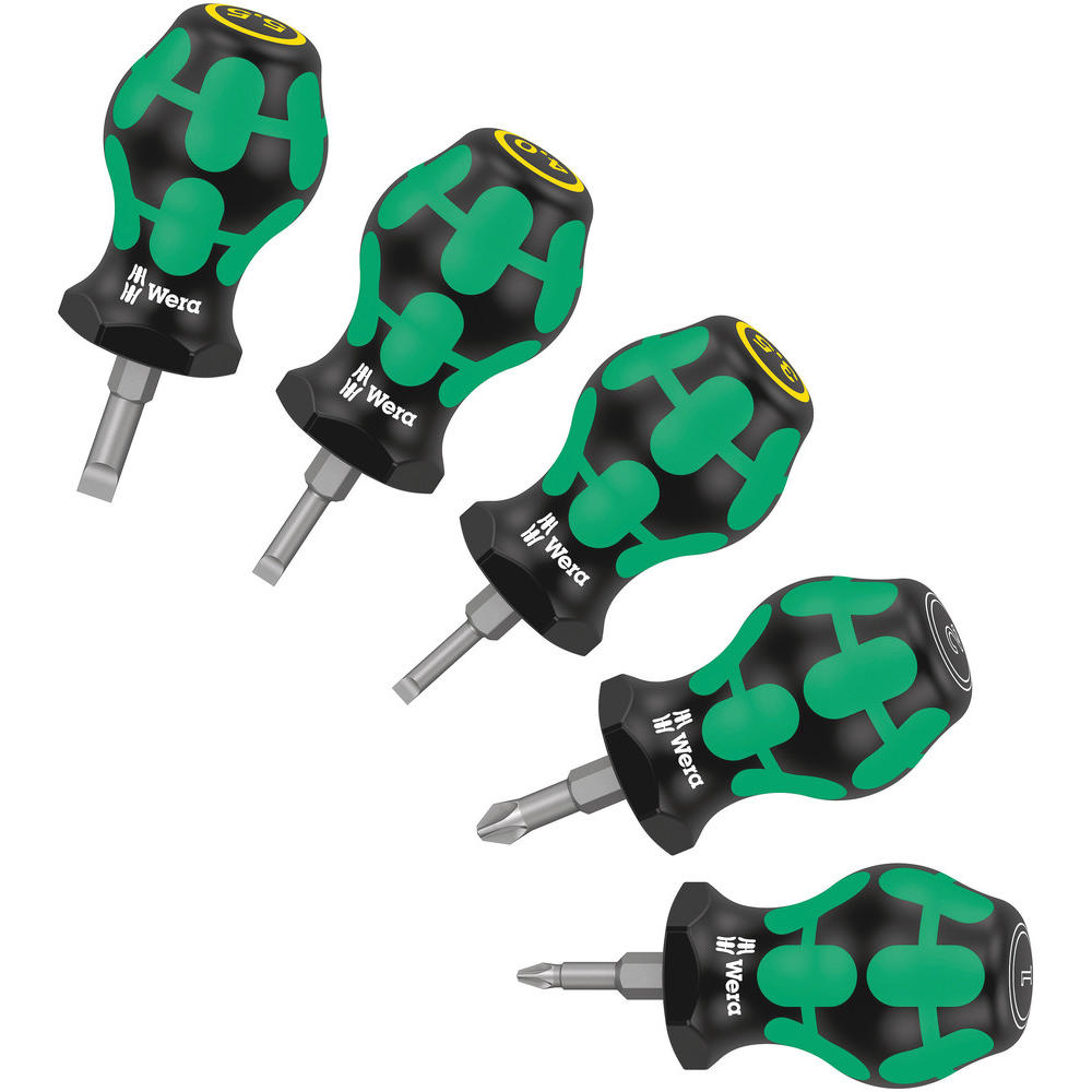 Wera 5 Piece Stubby Kraftform Pozi/slot Screwdriver Set