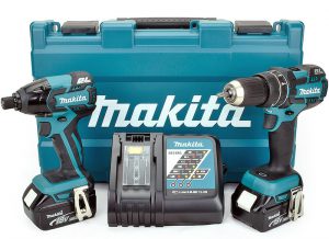 The Makita DLX2002M kit consists of a brushless combi drill & impact driver with a fast charger and two 4.0ah batteries