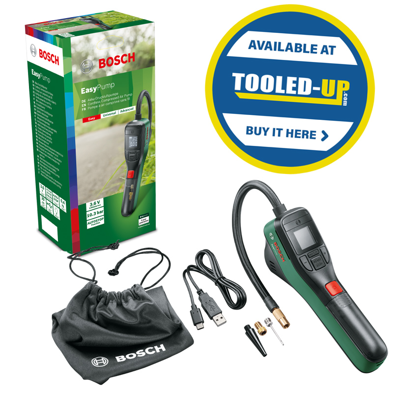 Bosch easypump price,ir inflator, features, battery and pressure.