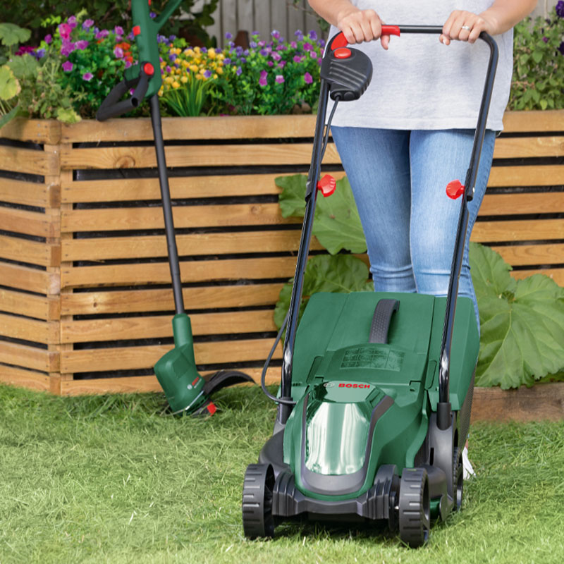 Bosch Cordless Lawnmower and Grass Trimmer